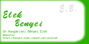 elek benyei business card